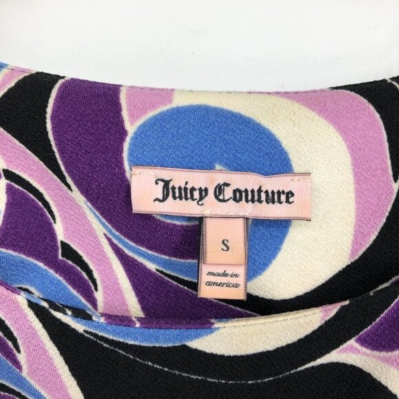 Juicy Couture Purple Black Abstract Long sleeve Viscose Mini  Dress size S - Picture 3 of 16